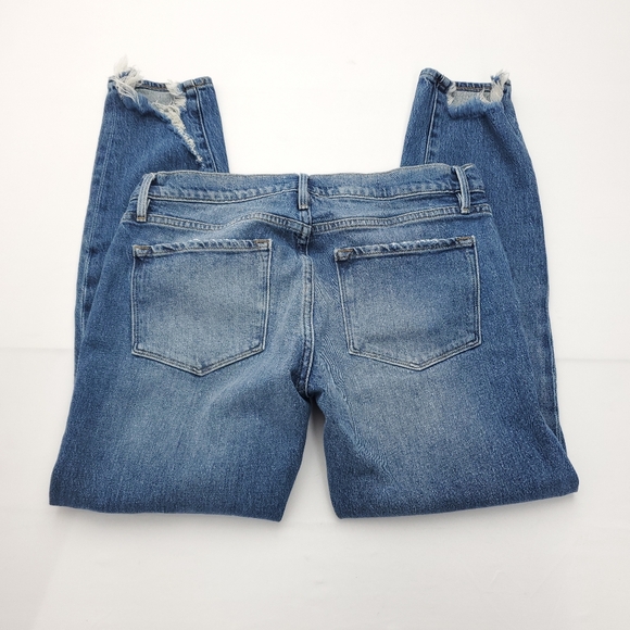 FRAME Womens Le Garcon Distressed Denim Crop Fray Hem Jeans in Newport Size 24 - Picture 11 of 12